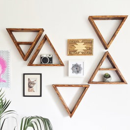 Hanah Home Estantería de Pared de Madera de Abeto, Set de 5 Piezas, Nogal